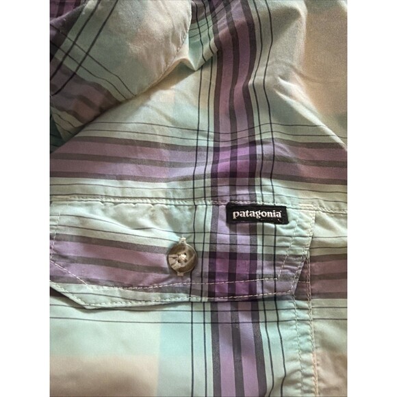 Patagonia Long-Sleeved Plaid Shirt Organic Cotton Button purple Green Womens S - Picture 4 of 9